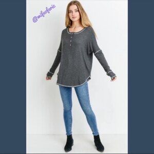 Native People Seam Top Waffle-Knit Round Hem NWT